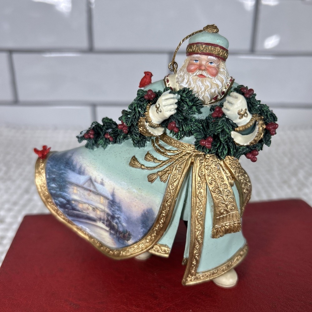 Thomas Kinkade Old World Santa Ornament Ashton Drake Bringing Home the Tree